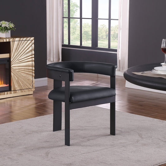 Romeo Dining Chairs - Set of 2 Contemporary Vegan Leather Chairs with Durable Matte Black Frame