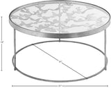 Butterfly Glass Coffee Table with Gold Foil Design and Sturdy Metal Legs for Contemporary Spaces