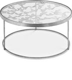 Butterfly Glass Coffee Table with Gold Foil Design and Sturdy Metal Legs for Contemporary Spaces