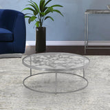 Butterfly Glass Coffee Table with Gold Foil Design and Sturdy Metal Legs for Contemporary Spaces