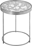 Butterfly Glass End Table with Stunning Gold Foil Design and Metal Butterfly Accents for Stylish Spaces