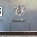 Butterfly Glass Console Table with Stunning Gold Foil Butterflies - Contemporary Accent Table Design