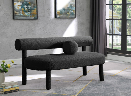 Parlor Contemporary Bench with Solid Wood Frame and Plush Boucle Fabric for Stylish Homes