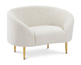 Ritz Boucle Fabric Chair - Elegant Comfort with Gold Metal Legs for a Chic Modern Living Space