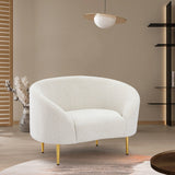 Ritz Boucle Fabric Chair - Elegant Comfort with Gold Metal Legs for a Chic Modern Living Space