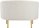 Ritz Boucle Fabric Chair - Elegant Comfort with Gold Metal Legs for a Chic Modern Living Space