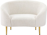 Ritz Boucle Fabric Chair - Elegant Comfort with Gold Metal Legs for a Chic Modern Living Space