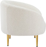 Ritz Boucle Fabric Chair - Elegant Comfort with Gold Metal Legs for a Chic Modern Living Space