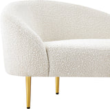 Ritz Boucle Fabric Loveseat - Elegant Comfort with Gold Metal Legs for Modern Living Spaces