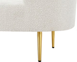Ritz Boucle Fabric Loveseat - Elegant Comfort with Gold Metal Legs for Modern Living Spaces