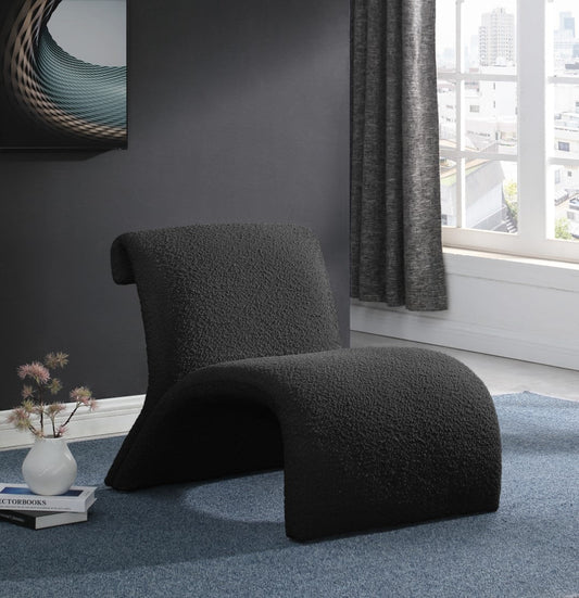 Mulberry Contemporary Accent Chair with Curved Design and Rich Boucle Fabric for Modern Living