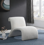 Mulberry Contemporary Accent Chair with Curved Design and Rich Boucle Fabric for Modern Living