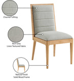 Bristol Dining Chairs - Set of 2 Modern Channel Tufted Chairs with Stylish Wood Frame for Dining Room