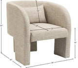Sawyer Accent Chair - Modern Boxy Design with Woven Fabric, Back Support Pillow, Perfect for Guests