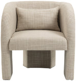 Sawyer Accent Chair - Modern Boxy Design with Woven Fabric, Back Support Pillow, Perfect for Guests