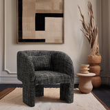 Sawyer Accent Chair - Modern Boxy Design with Woven Fabric, Back Support Pillow, Perfect for Guests