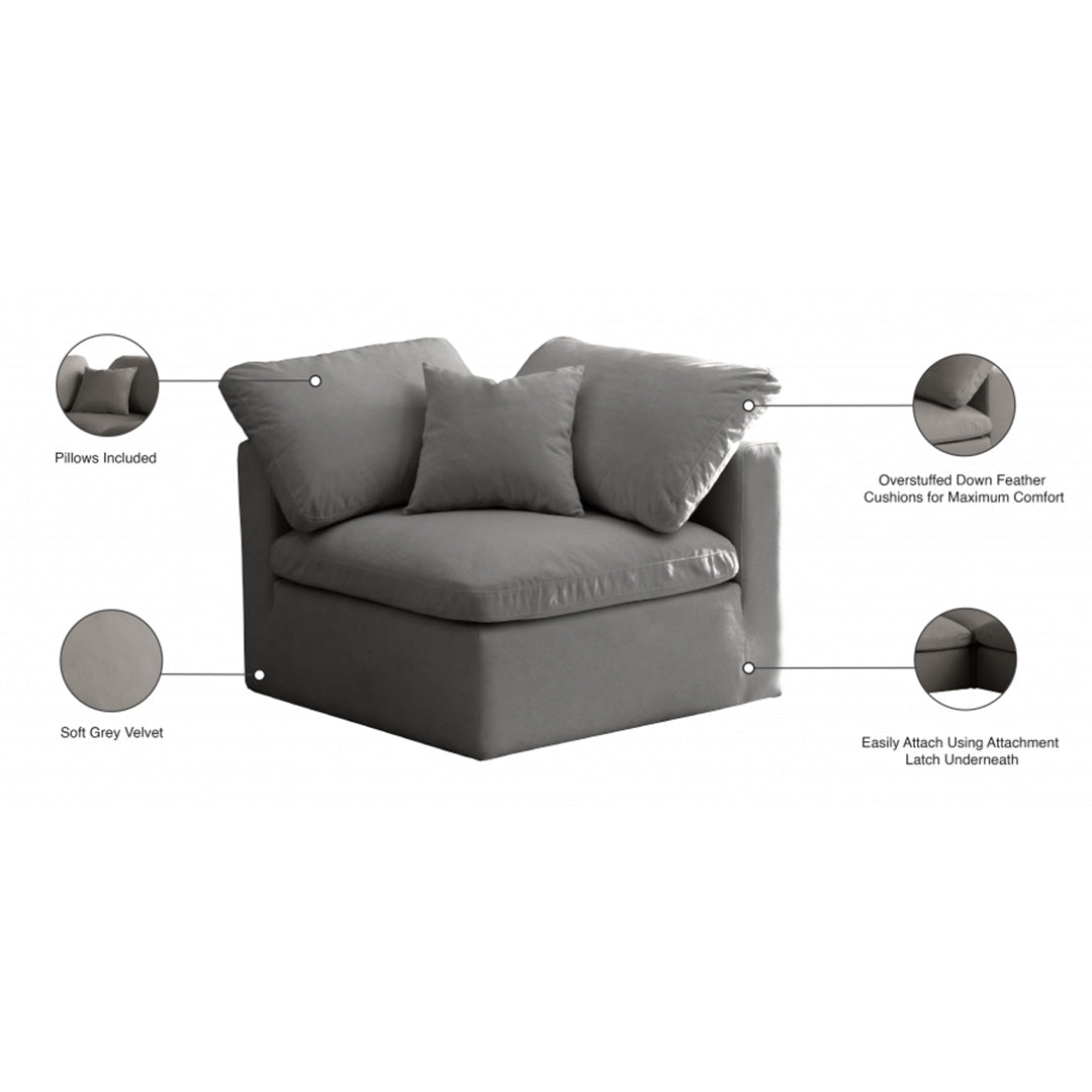 Plush Velvet Standard Comfort Modular Corner Chair