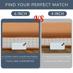 MAXYOYO 6" Extra Thick Floor Futon Mattress, Geometric Diamond Quilted Bed Mattress Topper