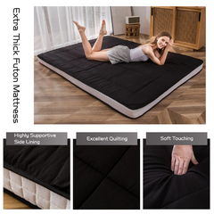 MAXYOYO Padded Japanese Floor Mattress, Black Foldable Roll Up Futon Mattress