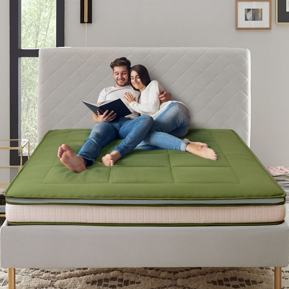 MAXYOYO Padded Japanese Floor Mattress, Green Foldable Roll Up Futon Mattress