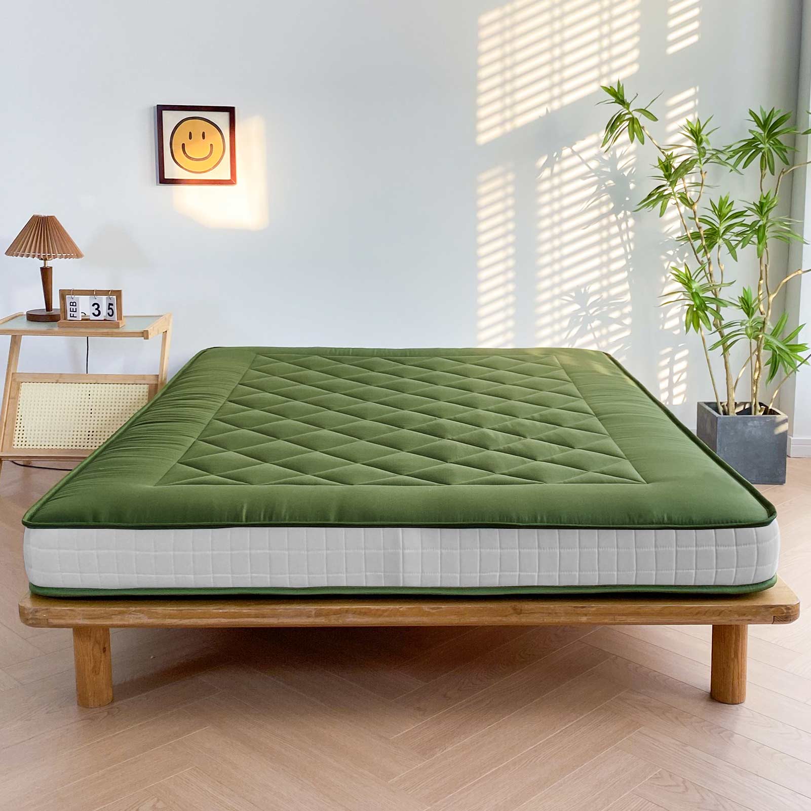 MAXYOYO 6" Extra Thick Japanese Futon Mattress, Stylish Diamond Quilting Floor Bed For Bedroom, Green