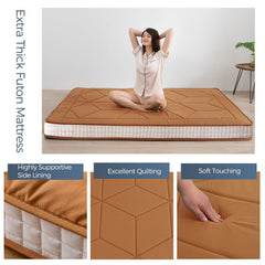 MAXYOYO 6" Extra Thick Floor Futon Mattress, Geometric Diamond Quilted Bed Mattress Topper