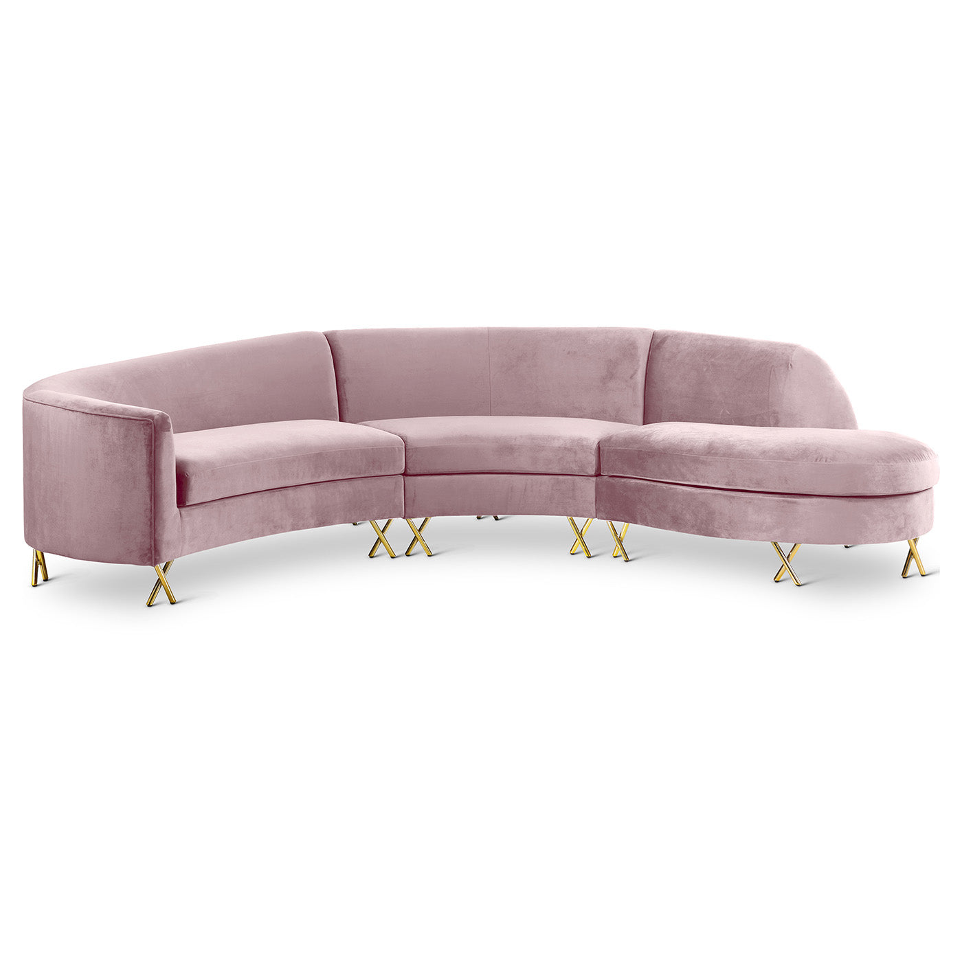 Serpentine Velvet 3pc. Sectional