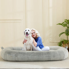 MAXYOYO Human Dog Bed, Giant Bean Bag Dog Bed for Humans and Pets, Light Grey