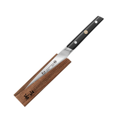 TC Series 5-Inch Serrated Utility Knife with Ash Wood Sheath, Forged Swedish 14C28N Steel, 1020922