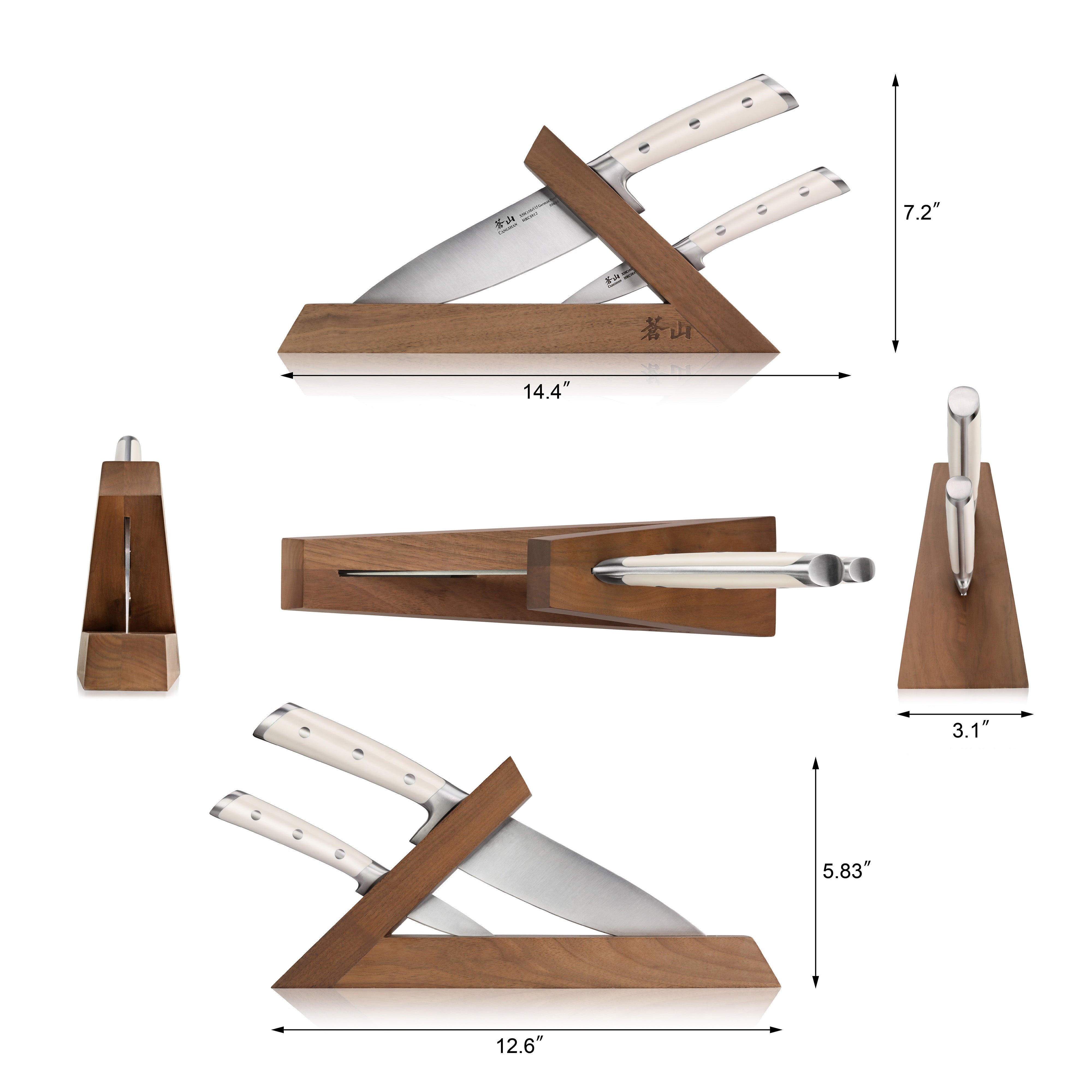 S1 Series 3-Piece TAI Knife Block Set, Forged German Steel, Walnut Block, 1026023