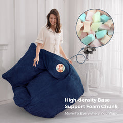 MAXYOYO Giant Bean Bag Chair, Stuffed Bean Bag Couch for Living Room, Navy