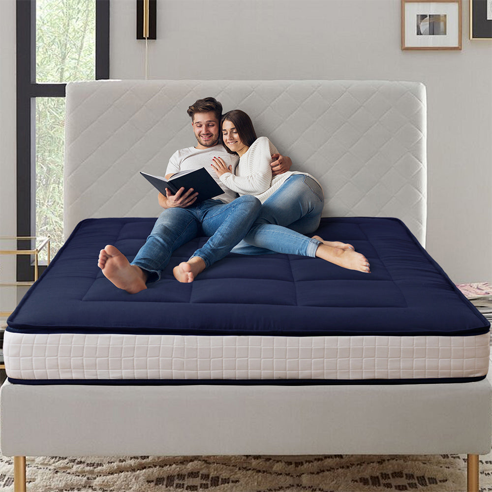 MAXYOYO Padded Japanese Floor Mattress, Portable Floor Futon Mattress, Navy