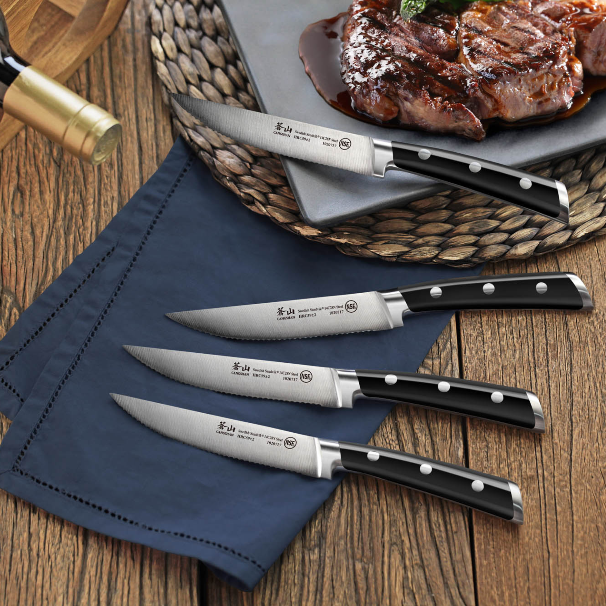 TS Series 4-Piece Steak Knife Set, Forged Swedish 14C28N Steel, 1020724