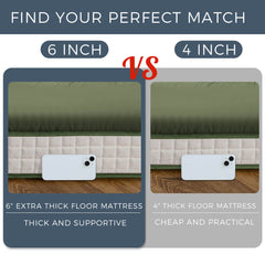 MAXYOYO 6" Extra Thick Floor Futon Mattress, Geometric Diamond, Green