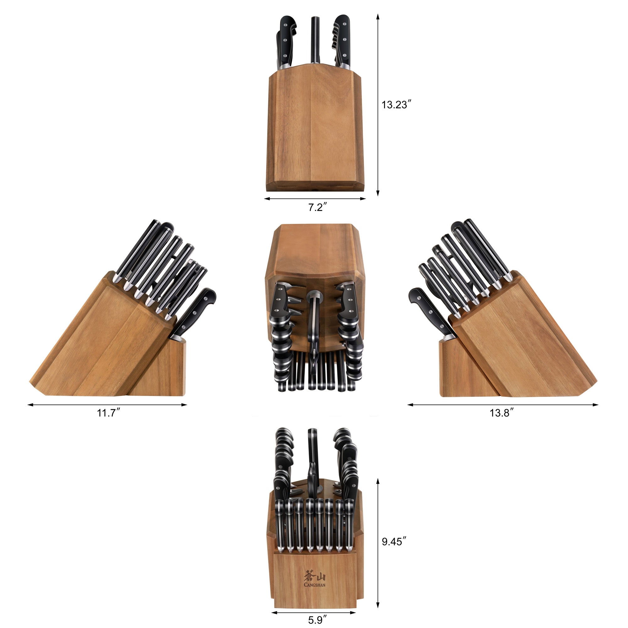 V2 Series 23-Piece Knife Block Set, Forged German Steel, Acacia Block, 1024128