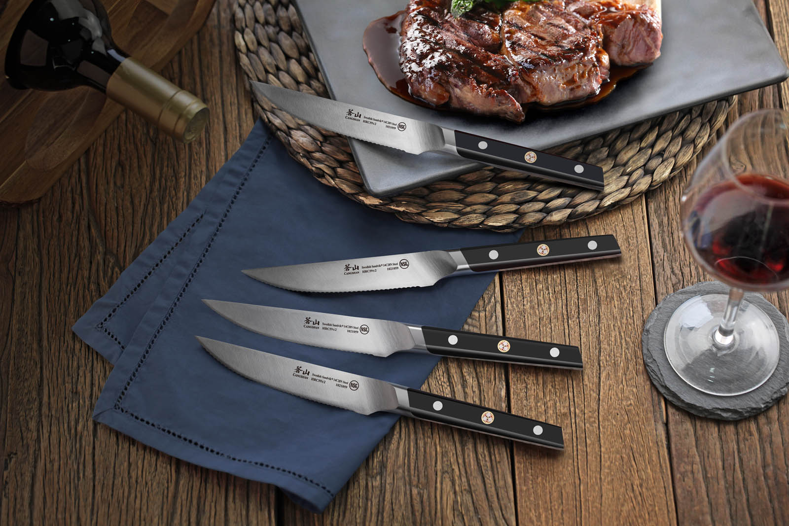 TC Series 4-Piece Steak Knife Set, Forged Swedish 14C28N Steel, 1021066