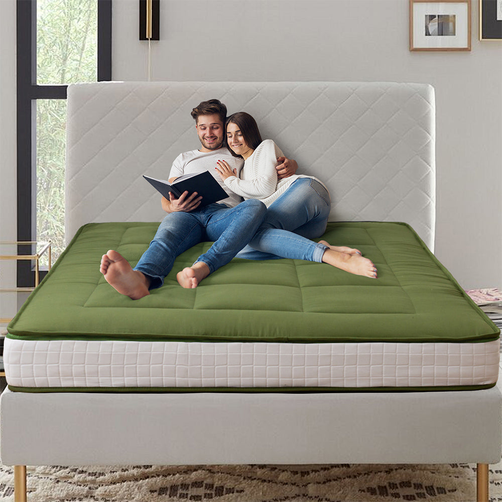 MAXYOYO Padded Japanese Floor Mattress, Green Foldable Roll Up Futon Mattress