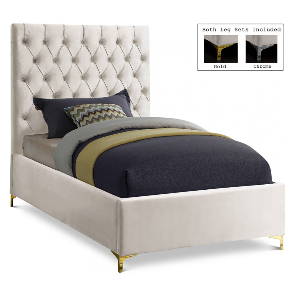 Cruz Velvet Twin Bed