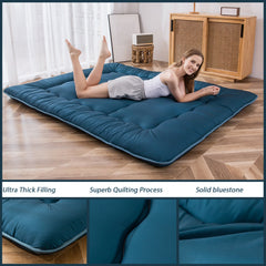 MAXYOYO Portable Futon Mattress,Japanese Floor Mattress, Bluestone