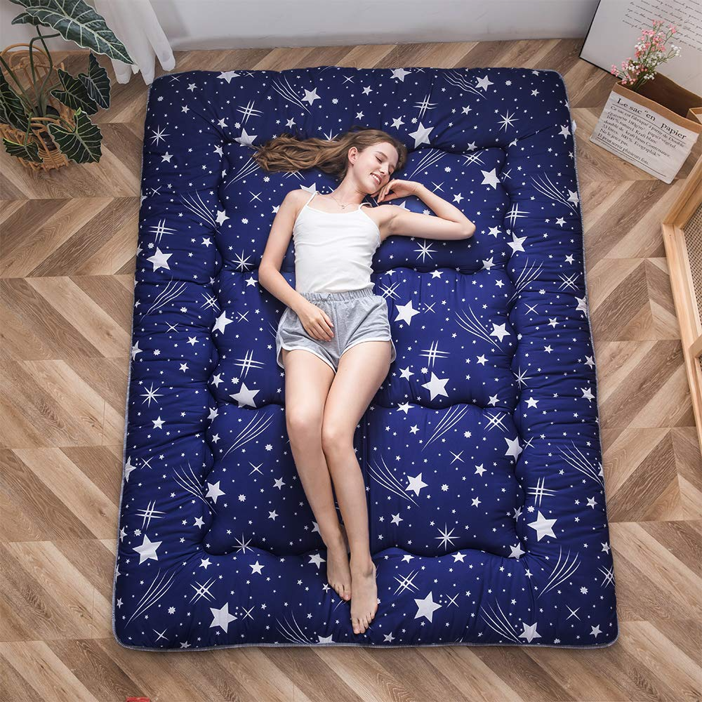 MAXYOYO Navy Starry Sky Japanese Floor Futon Mattress, Suitable For Living Room Futon Matrress