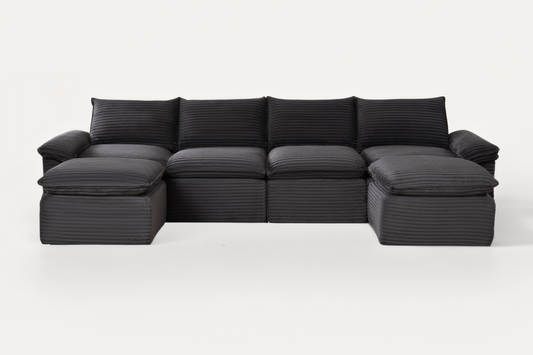 DERVAL 141" 4-Seater Sofa with 2 Ottomans