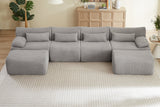 FLOVEX 141" 4-Seater Sofa with 2 Ottomans