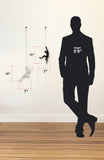 Climbing Couple Set of Two Wall Sculptures // Matte White and Chrome