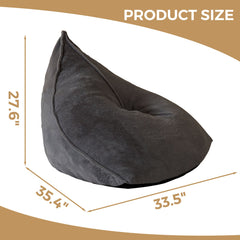 MAXYOYO Bean Bag Chairs for Adults, Giant Sherpa Lazy Couch with Filler, Dark Grey