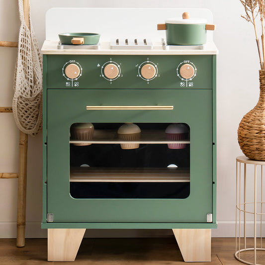 ROBUD Vintage Kids Wooden Toy Kitchen Oven - Green