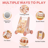 ROBUD Wooden Pink Baby Push Walker