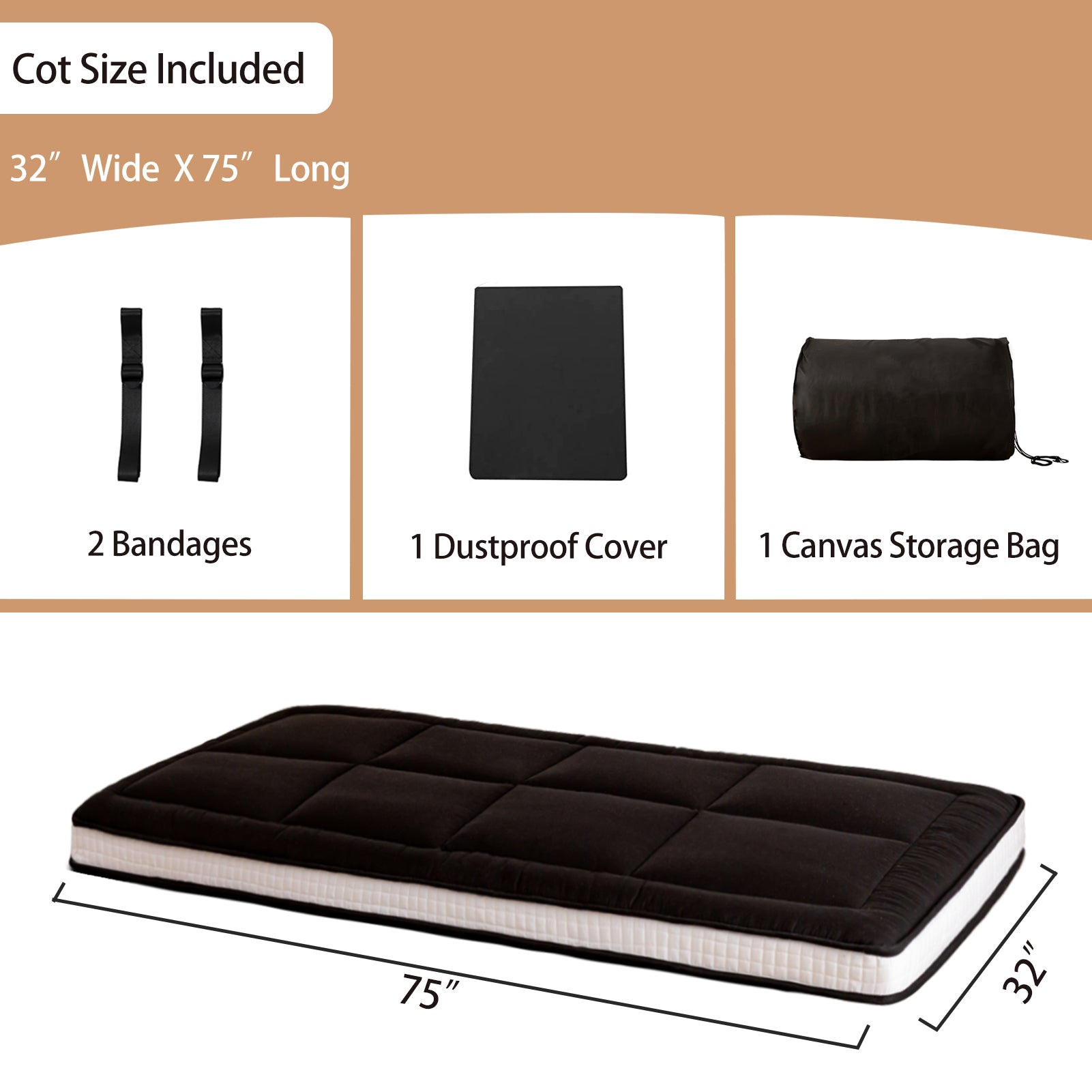 MAXYOYO Padded Japanese Floor Mattress, Black Foldable Roll Up Futon Mattress