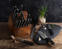 TV2 Series 17-Piece Knife Block Set, Forged Swedish 14C28N Steel, Acacia Block, 1023053