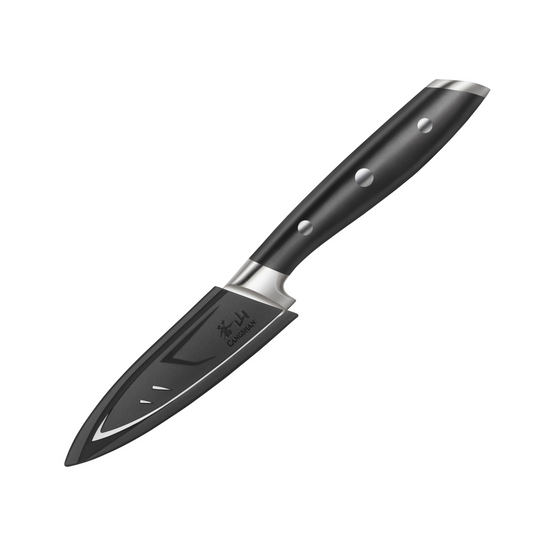 ALPS Series 3.5-Inch Paring Knife with Sheath, Forged German Steel, Black, 502766