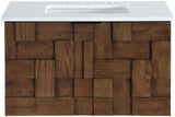 Leonardo 30" White Engineered Stone And Solid Wood Wall Mounted Bathroom Vanity
